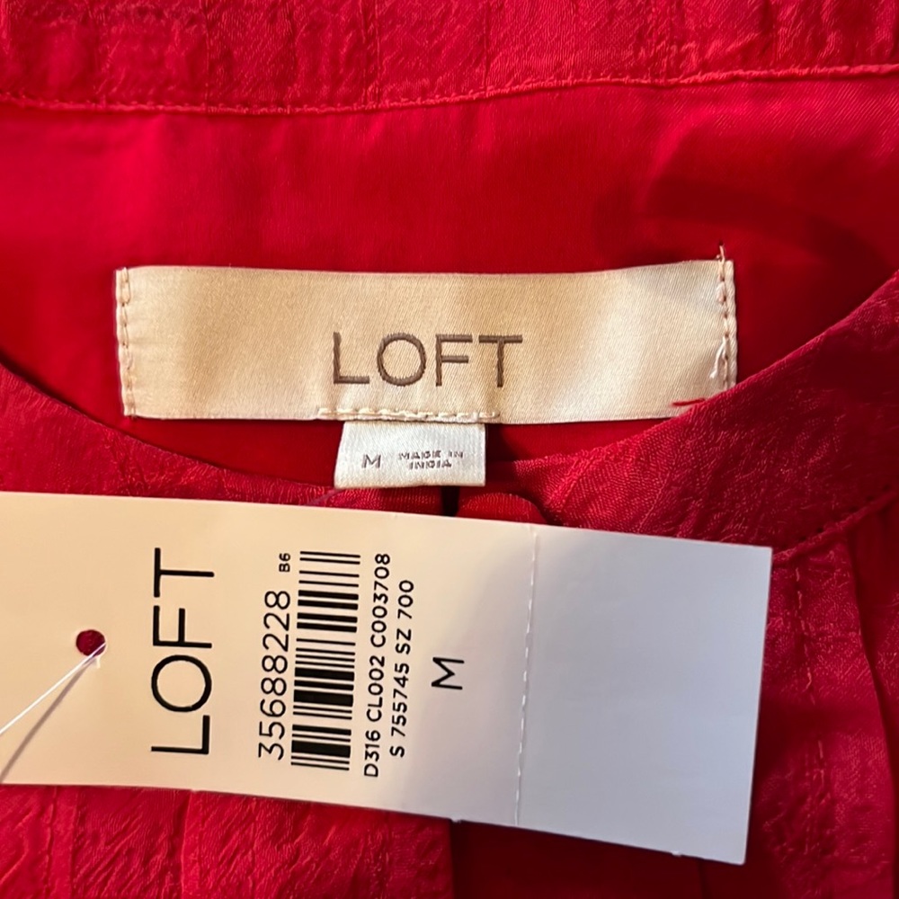 Loft Plaid Pintucked Tiered Flare Dress in Red, Size Medium - Picture 13 of 16